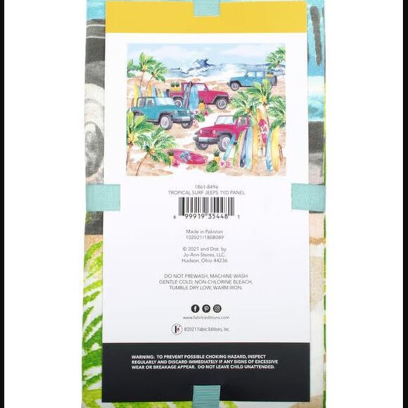 *3 for $5* Quilt It or Craft It Tropical Surf Jeeps Panel 1 Yd. - Picture 2 of 2